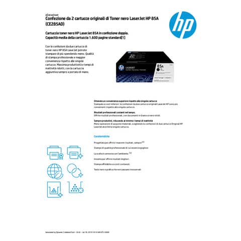 Toner 85A HP nero  Conf. 2 - CE285AD